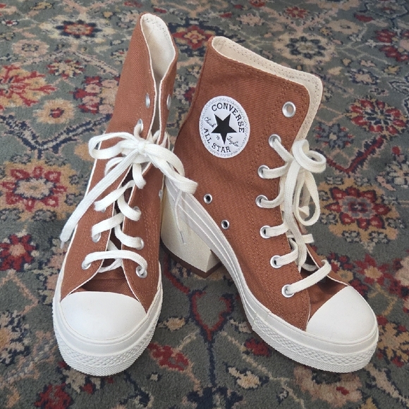 Converse Women's Heeled Boots - Tan and White - Picture 2 of 10